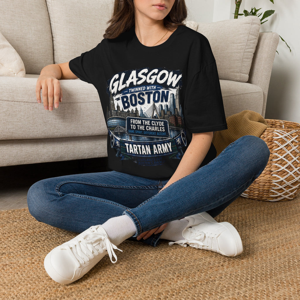 Glasgow Twinned With Boston T-Shirt — 'Tartan Army' City Skyline Tee