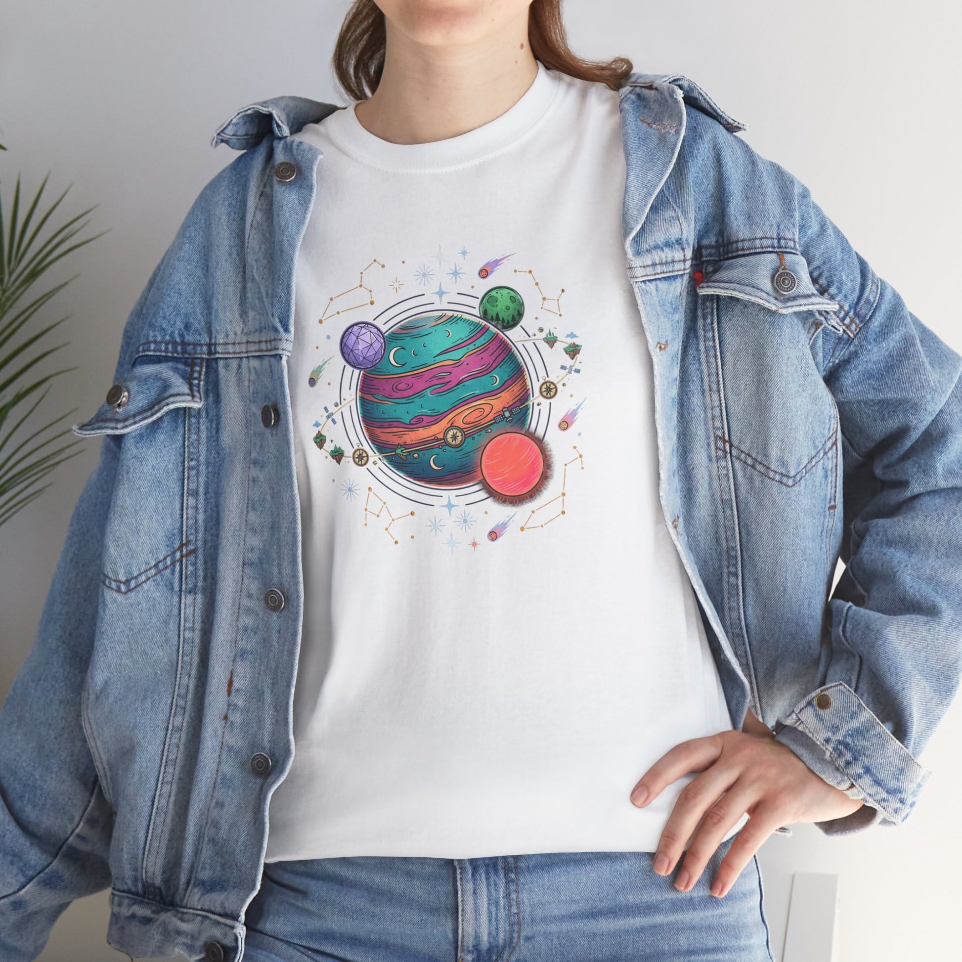 Planetary Watercolor Tee — Colorful Space Graphic T-Shirt