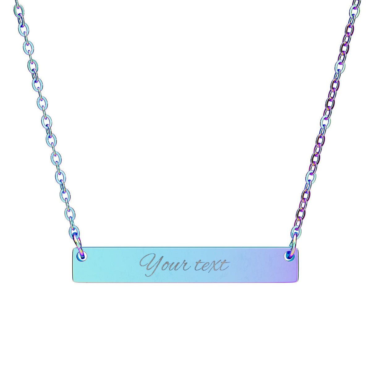 Personalised Horizontal Bar Necklace – Live Preview Custom Name Necklace | Engraved Nameplate Gift in Gold, Silver, Rose Gold & Black