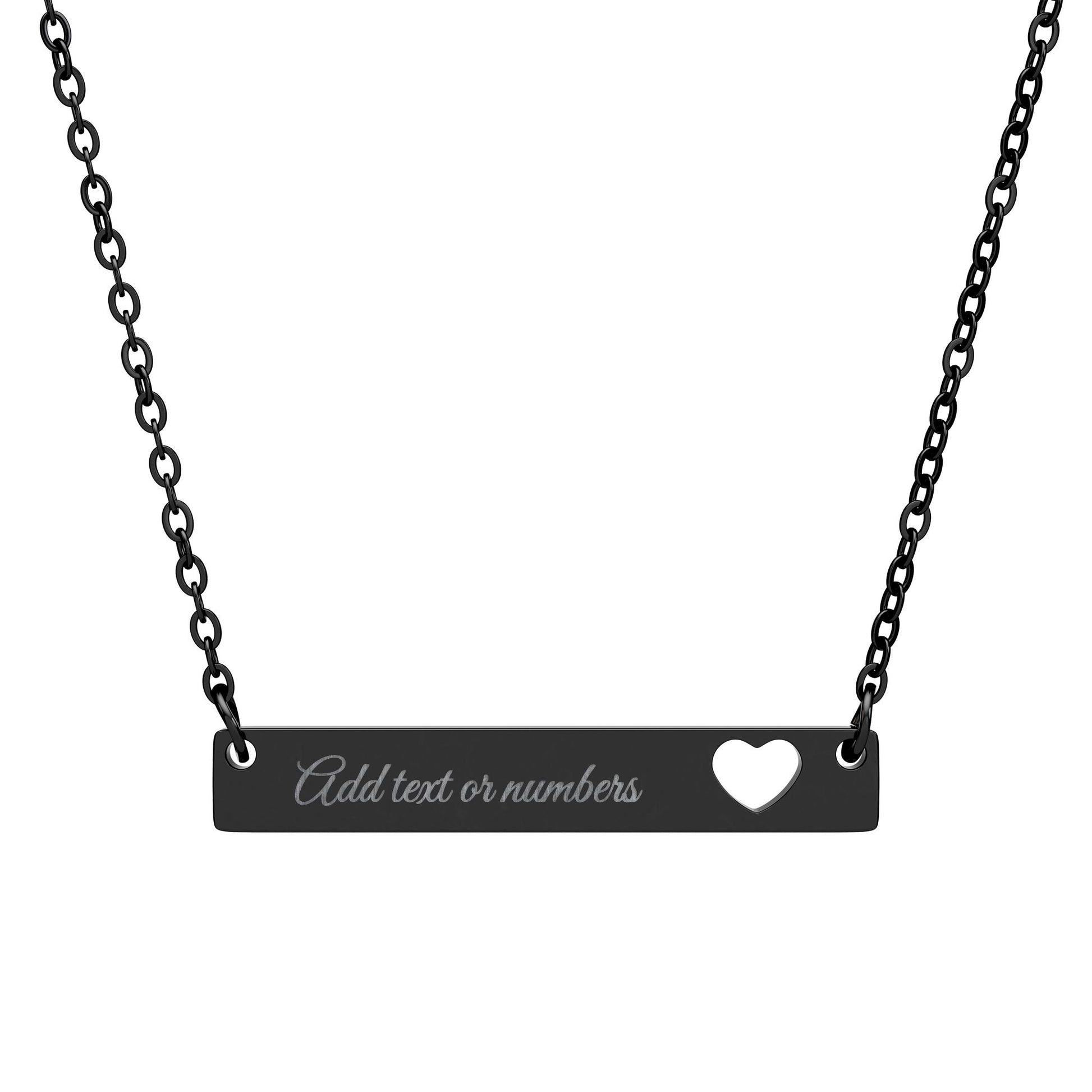 Personalised Cutout Heart Bar Necklace – Custom Name, Date or Message Engraved Necklace | Minimalist Gift for Her