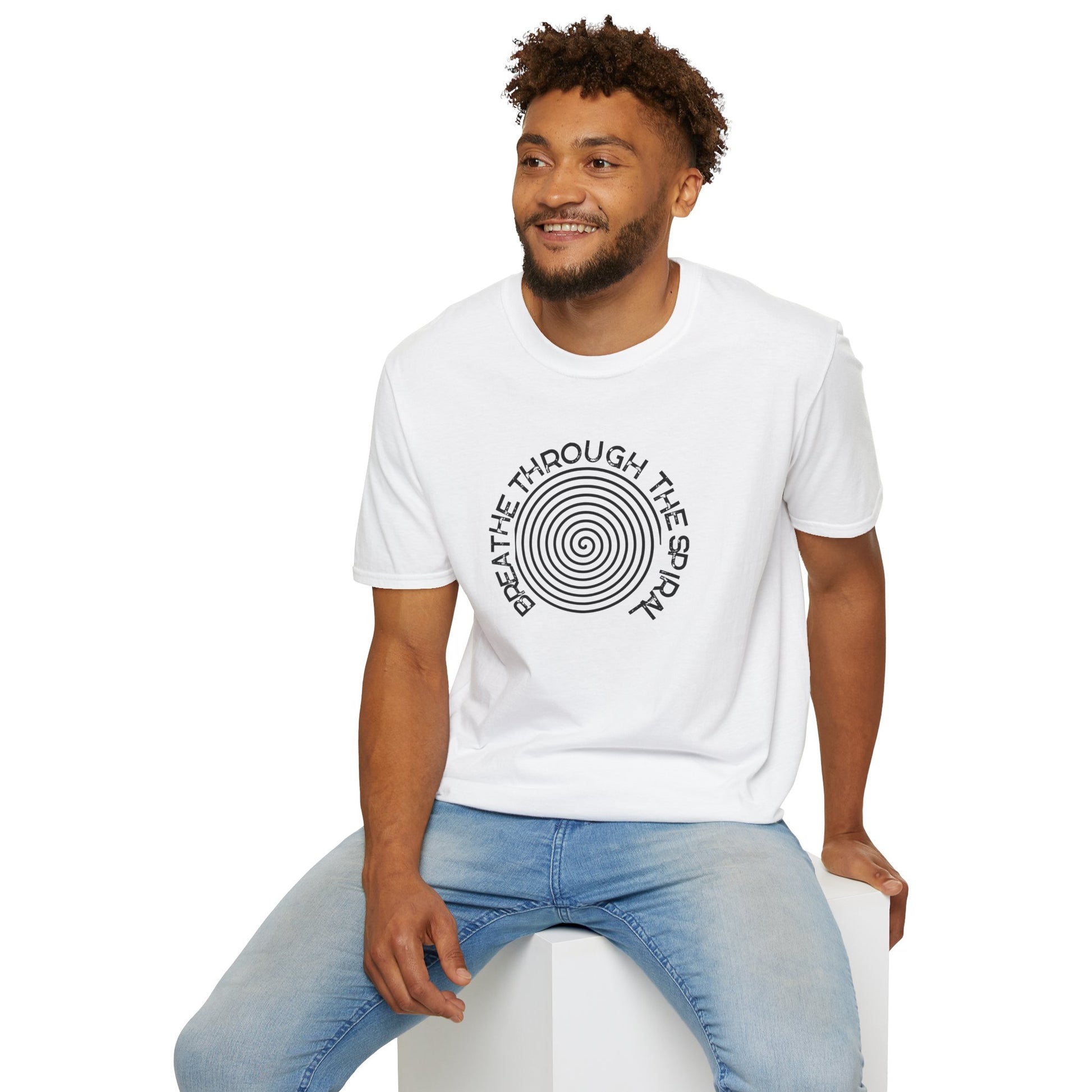 Mental Health Breathe Through the Spiral T-Shirt — Mindful Spiral Graphic Tee for Meditation & Relaxation