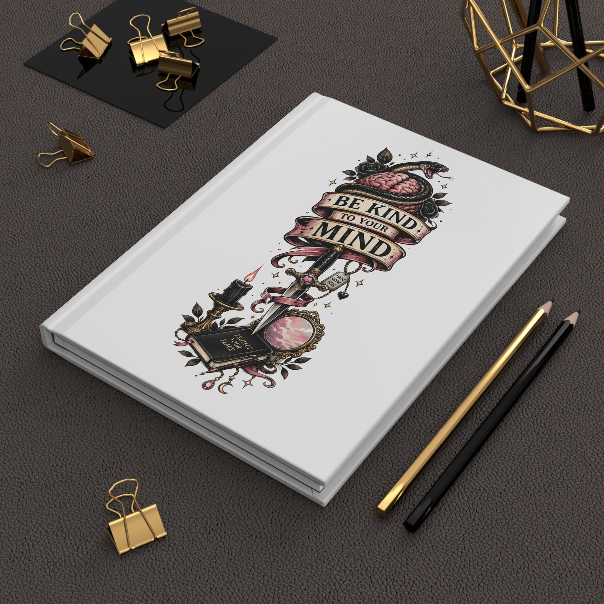 Be Kind to Your Mind Hardcover Journal — Mental Health Gratitude Notebook