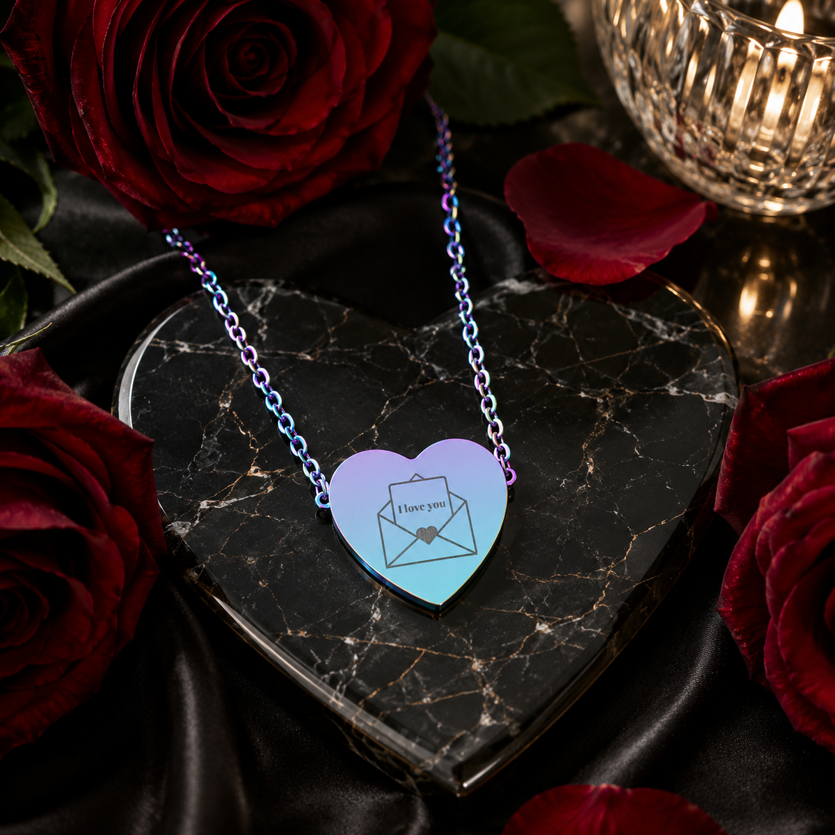 Engraved Heart Necklace Envelope Necklace — Love Letter Pendant - Meaningful Gift For Her