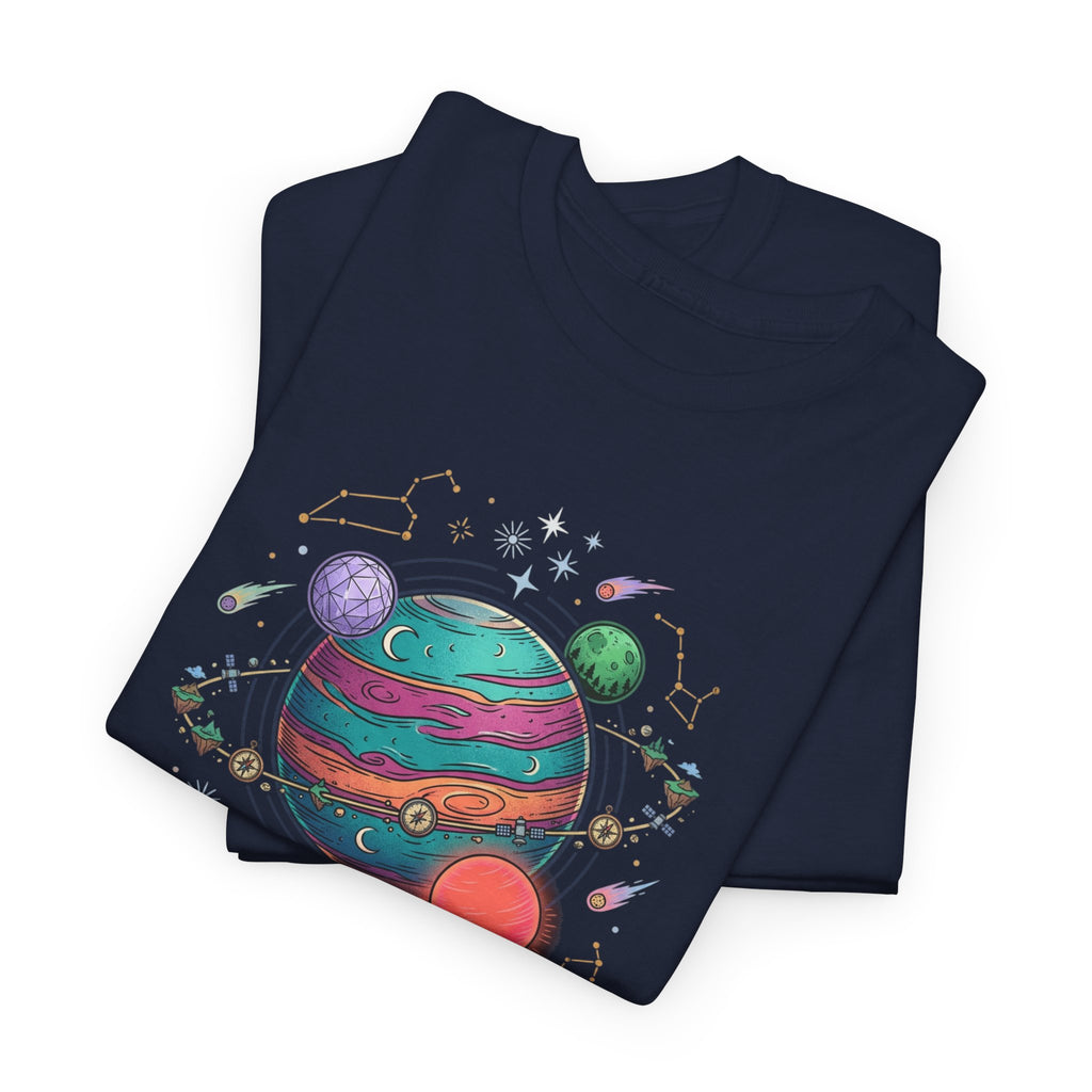 Planetary Watercolor Tee — Colorful Space Graphic T-Shirt