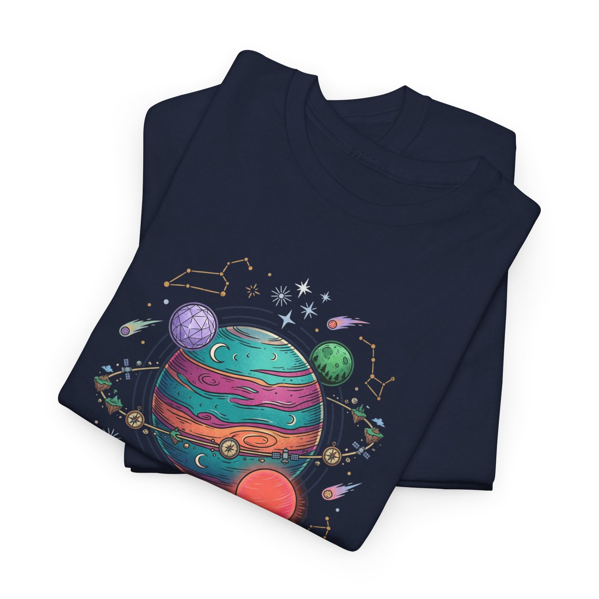 Planetary Watercolor Tee — Colorful Space Graphic T-Shirt