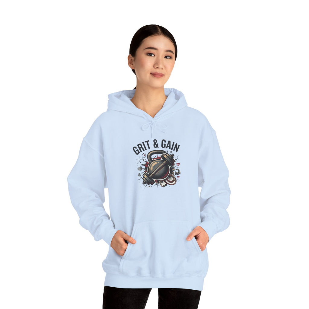 Grit & Gain Weightlifting Hoodie — Motivational Gym Pullover for Lifters