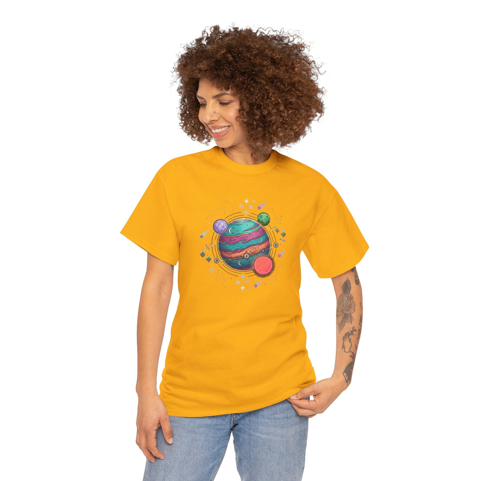 Planetary Watercolor Tee — Colorful Space Graphic T-Shirt