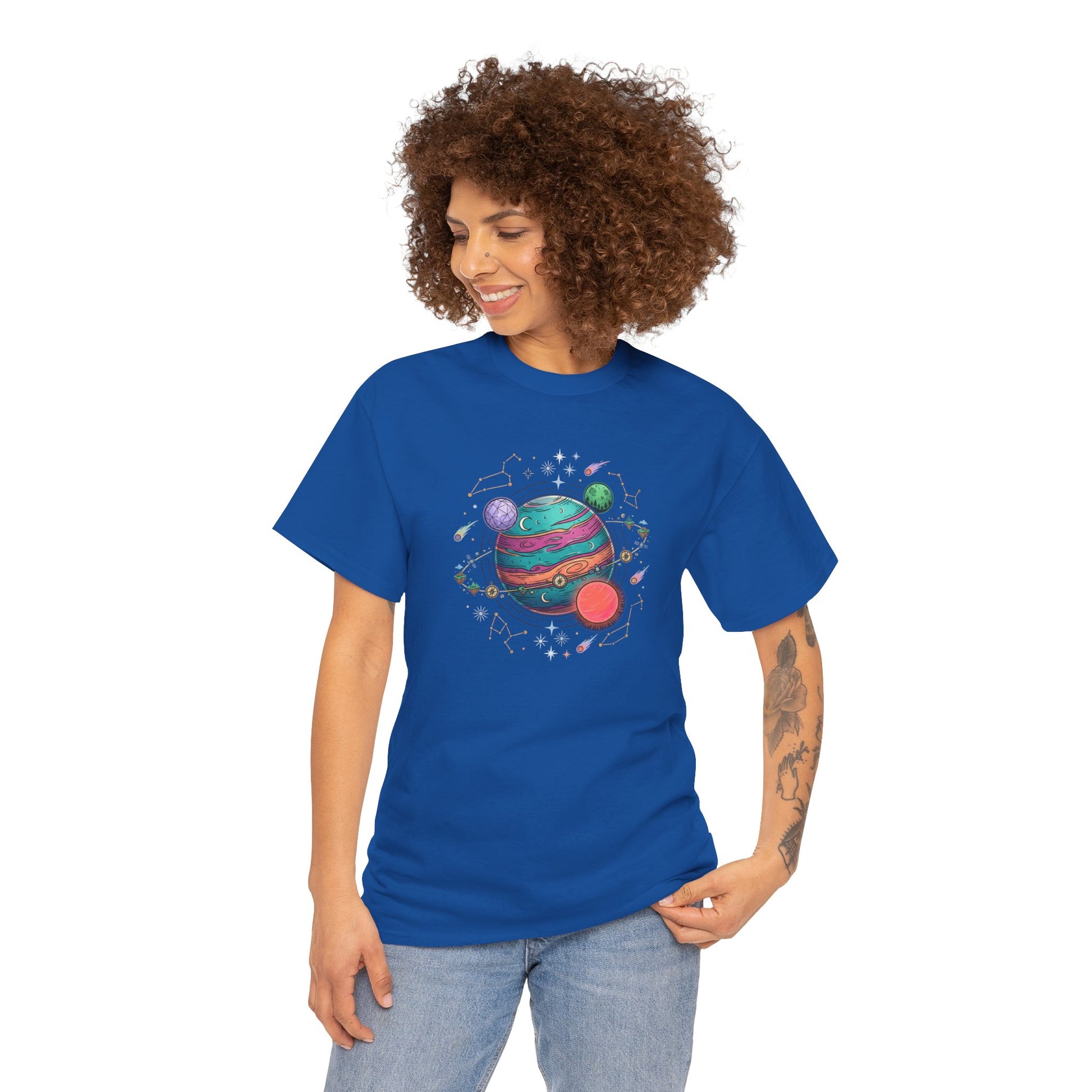 Planetary Watercolor Tee — Colorful Space Graphic T-Shirt