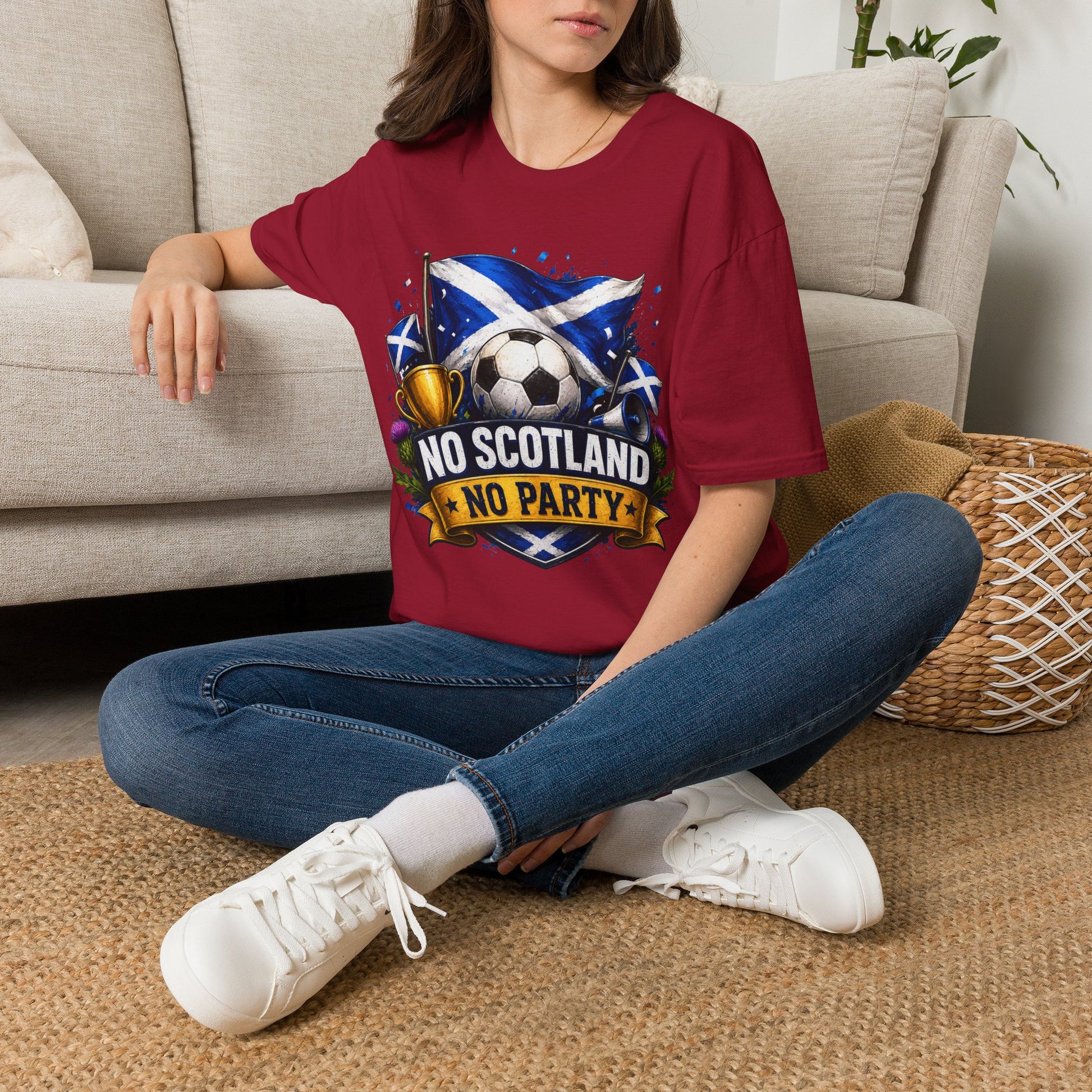 Football World Cup T‑Shirt — 'No Scotland No Party' Soccer Scotland Flag Tee