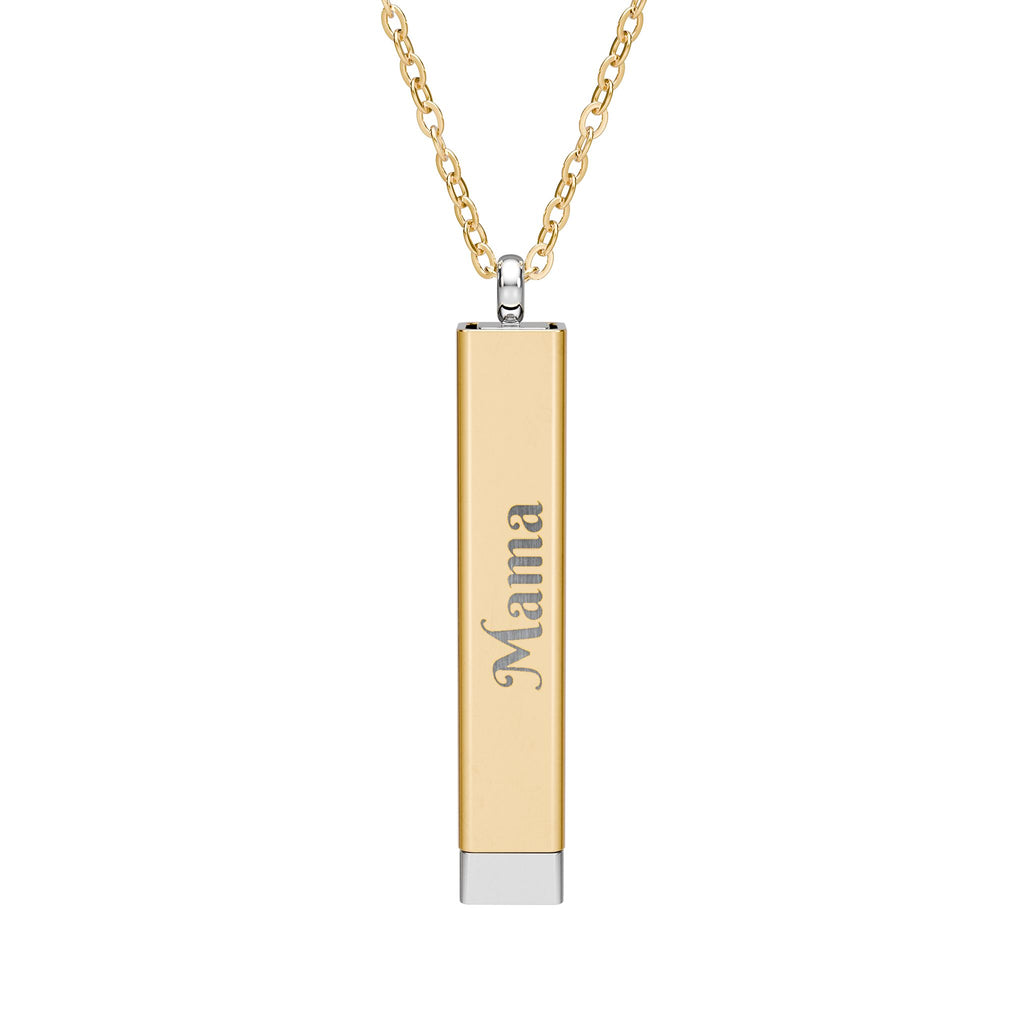 Mama Hidden Message Necklace – I Love You - Sliding Bar Pendant with Secret Engraving | Mother’s Day Gift for Mum