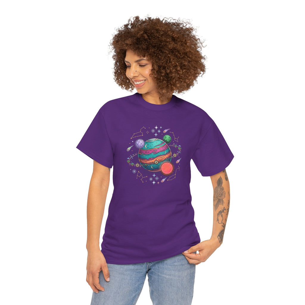 Planetary Watercolor Tee — Colorful Space Graphic T-Shirt