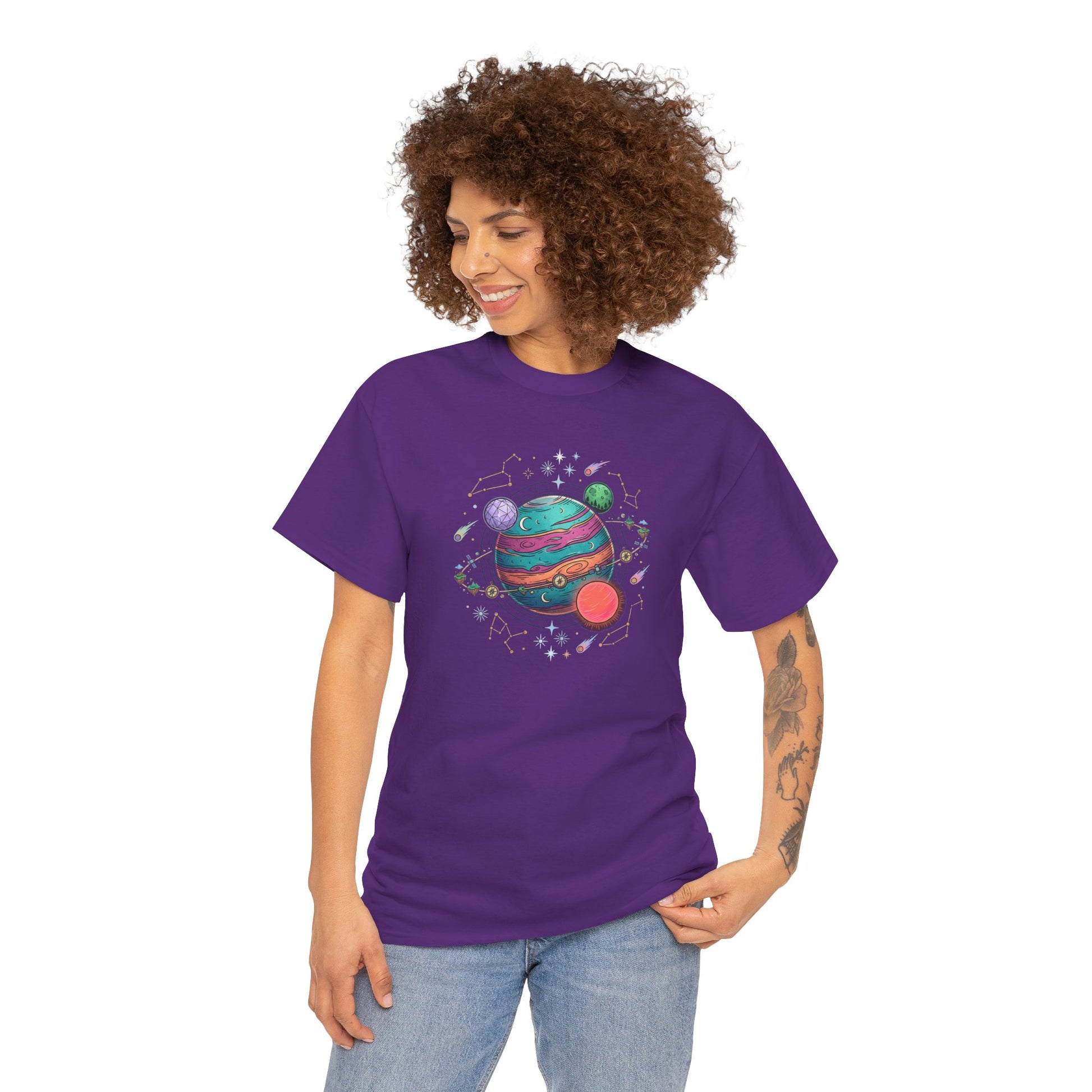 Planetary Watercolor Tee — Colorful Space Graphic T-Shirt
