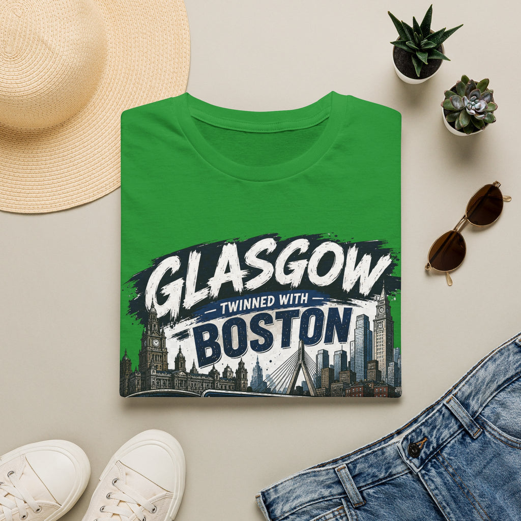 Glasgow Twinned With Boston T-Shirt — 'Tartan Army' City Skyline Tee