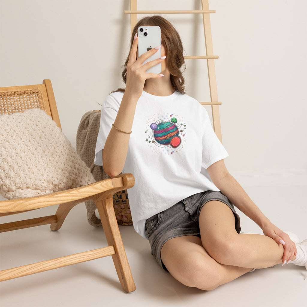Planetary Watercolor Tee — Colorful Space Graphic T-Shirt