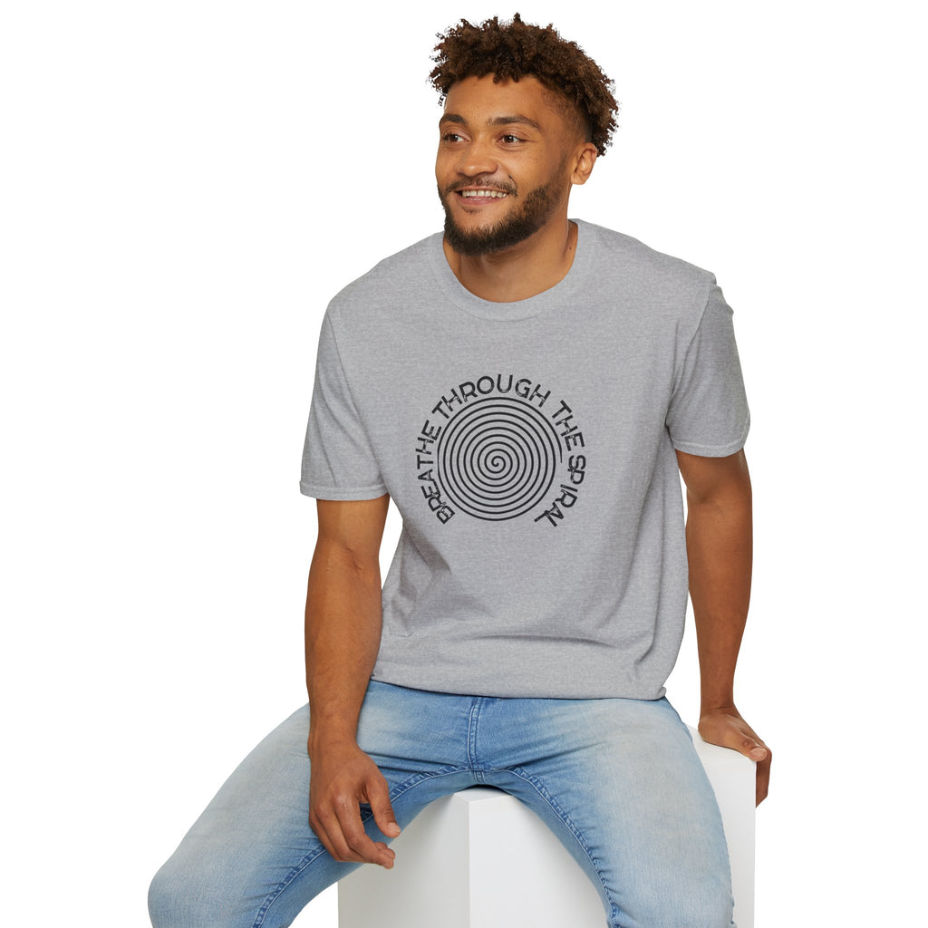 Mental Health Breathe Through the Spiral T-Shirt — Mindful Spiral Graphic Tee for Meditation & Relaxation
