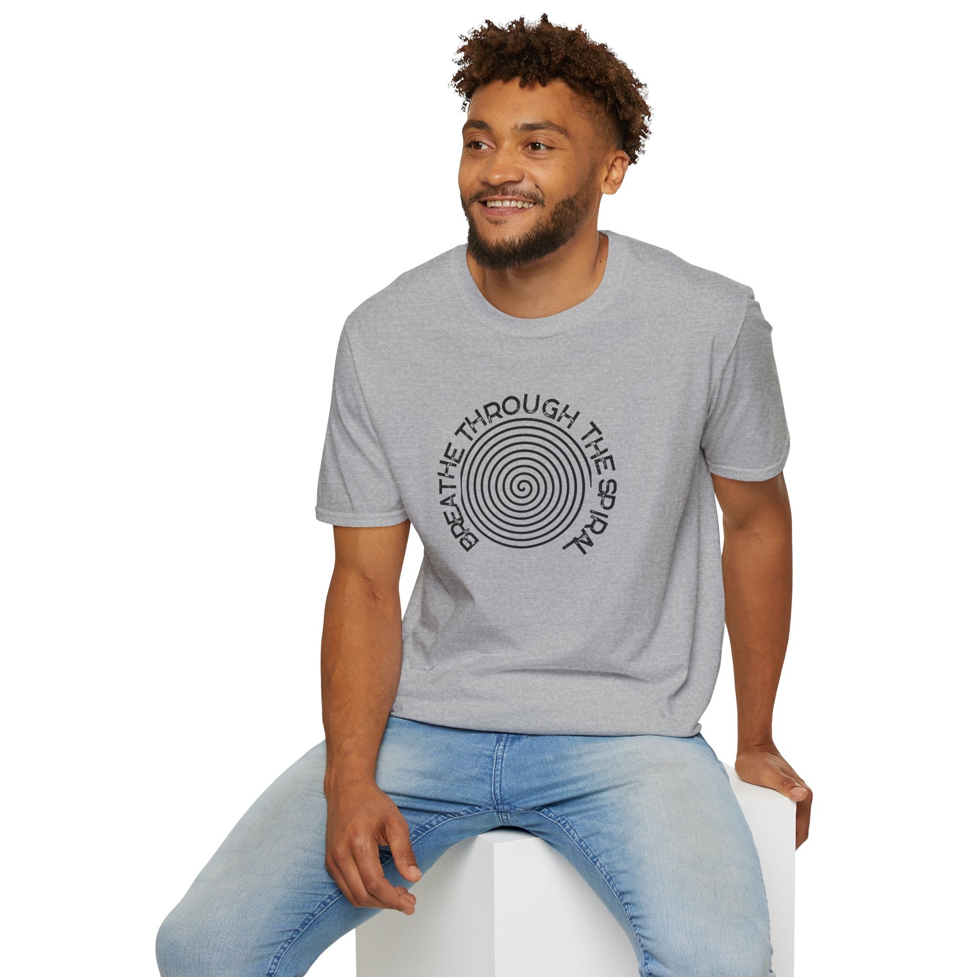 Mental Health Breathe Through the Spiral T-Shirt — Mindful Spiral Graphic Tee for Meditation & Relaxation