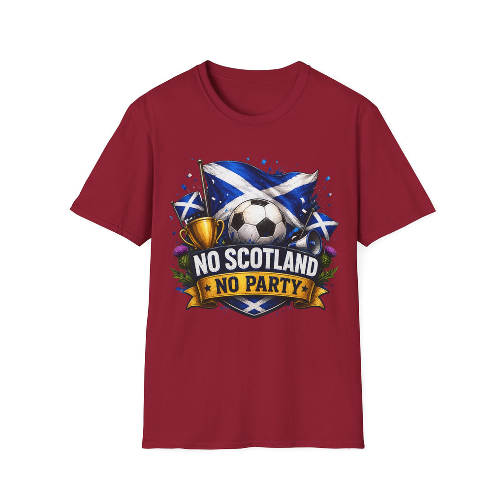 Football World Cup T‑Shirt — 'No Scotland No Party' Soccer Scotland Flag Tee