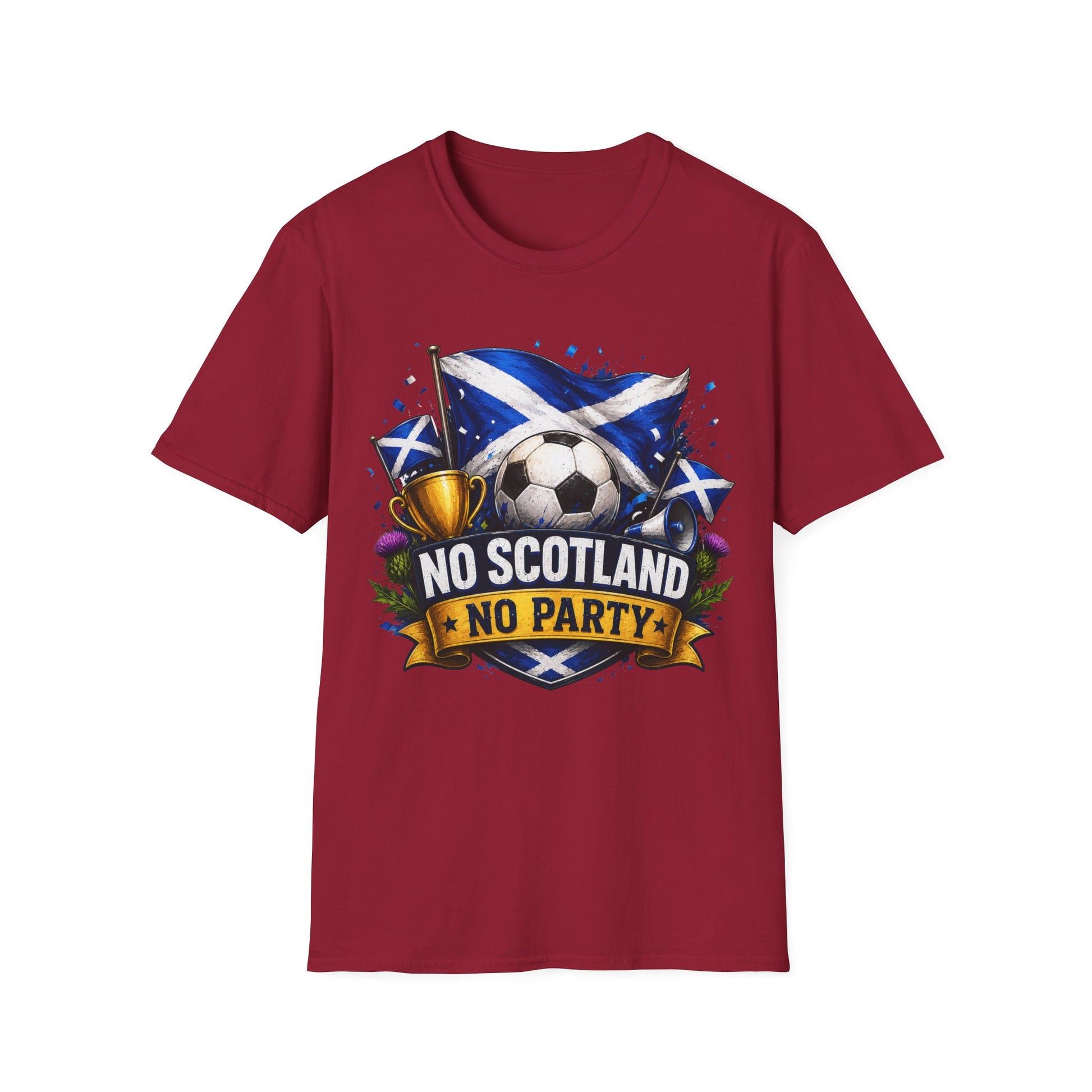 Football World Cup T‑Shirt — 'No Scotland No Party' Soccer Scotland Flag Tee