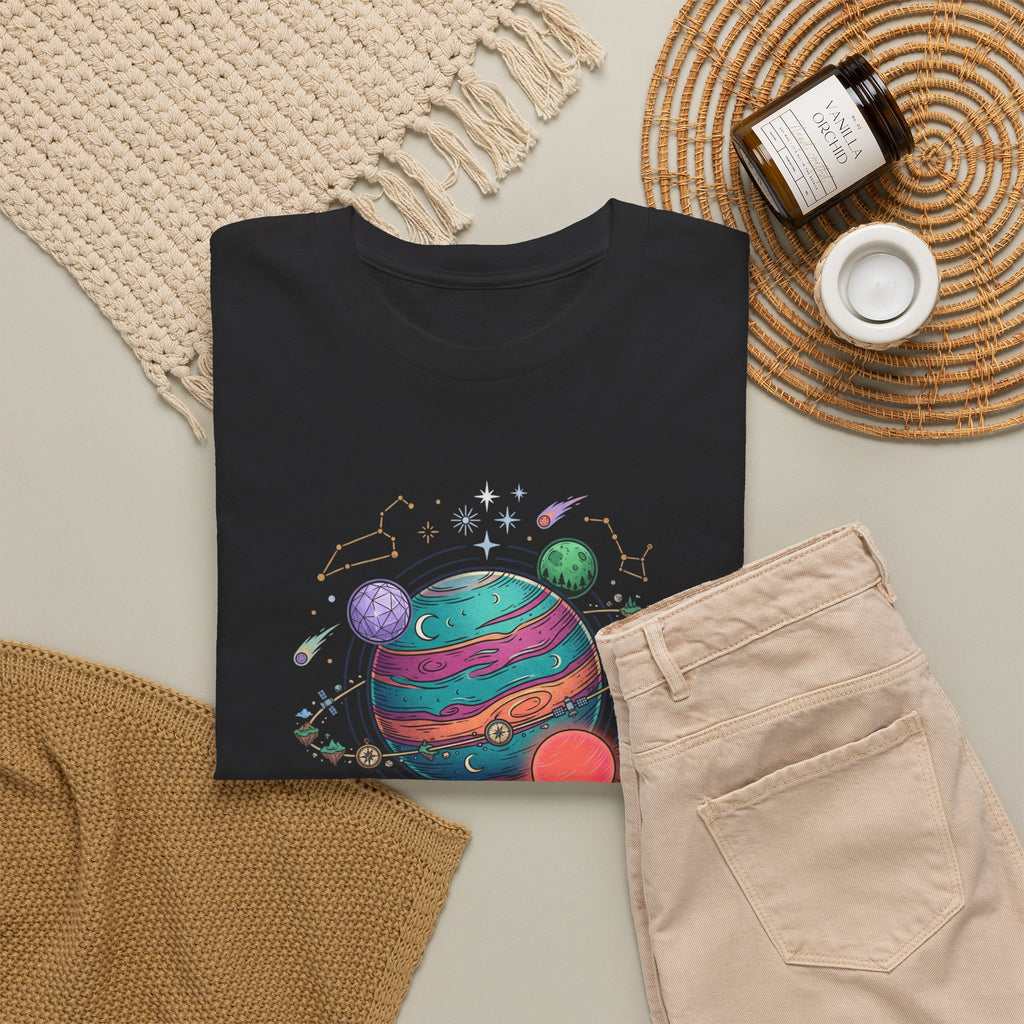 Planetary Watercolor Tee — Colorful Space Graphic T-Shirt