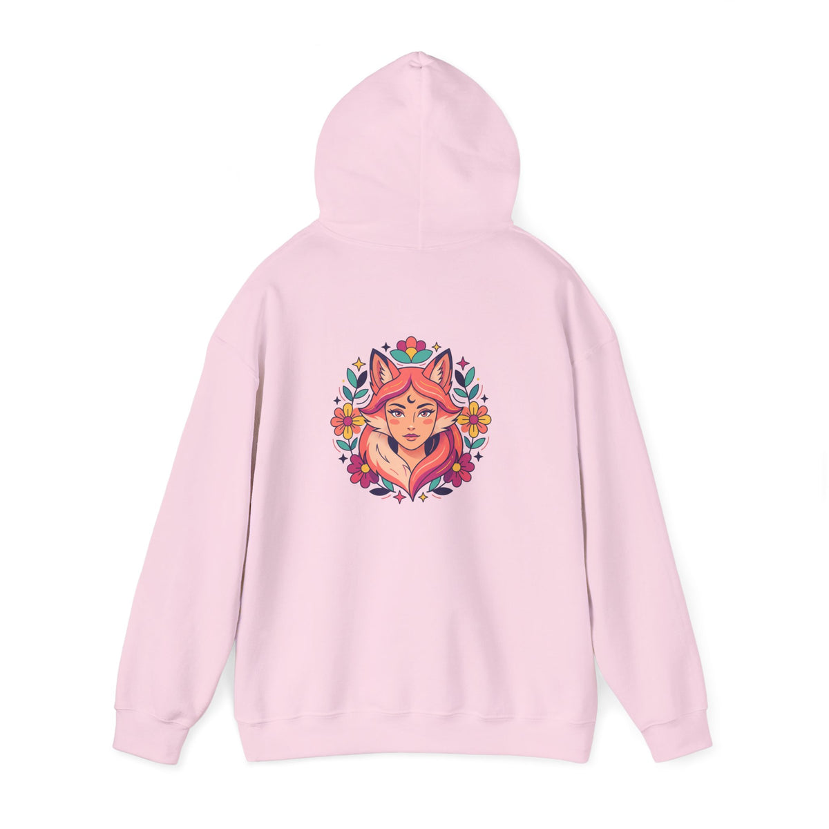 Wild Heart Free Spirit Floral Goddess Fox Hoodie - Front and Back Design