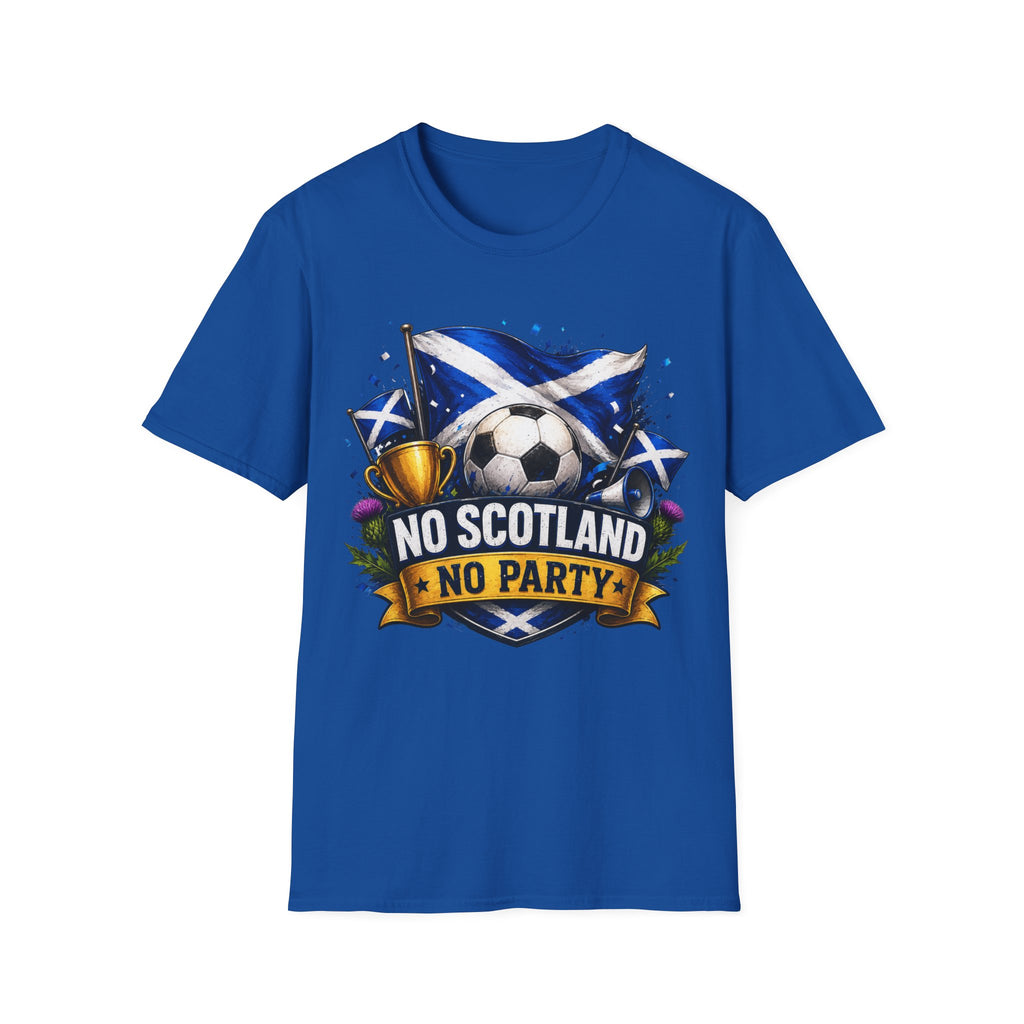 Football World Cup T‑Shirt — 'No Scotland No Party' Soccer Scotland Flag Tee