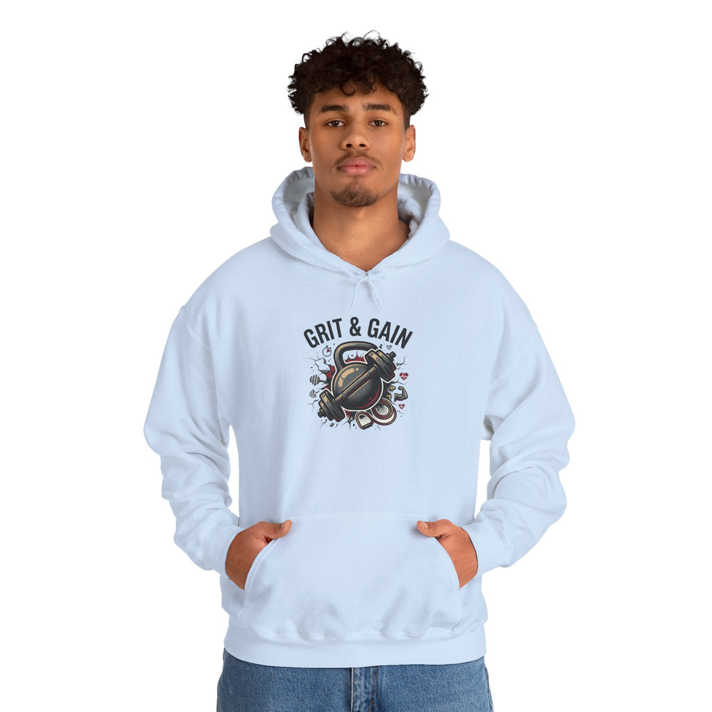 Grit & Gain Weightlifting Hoodie — Motivational Gym Pullover for Lifters