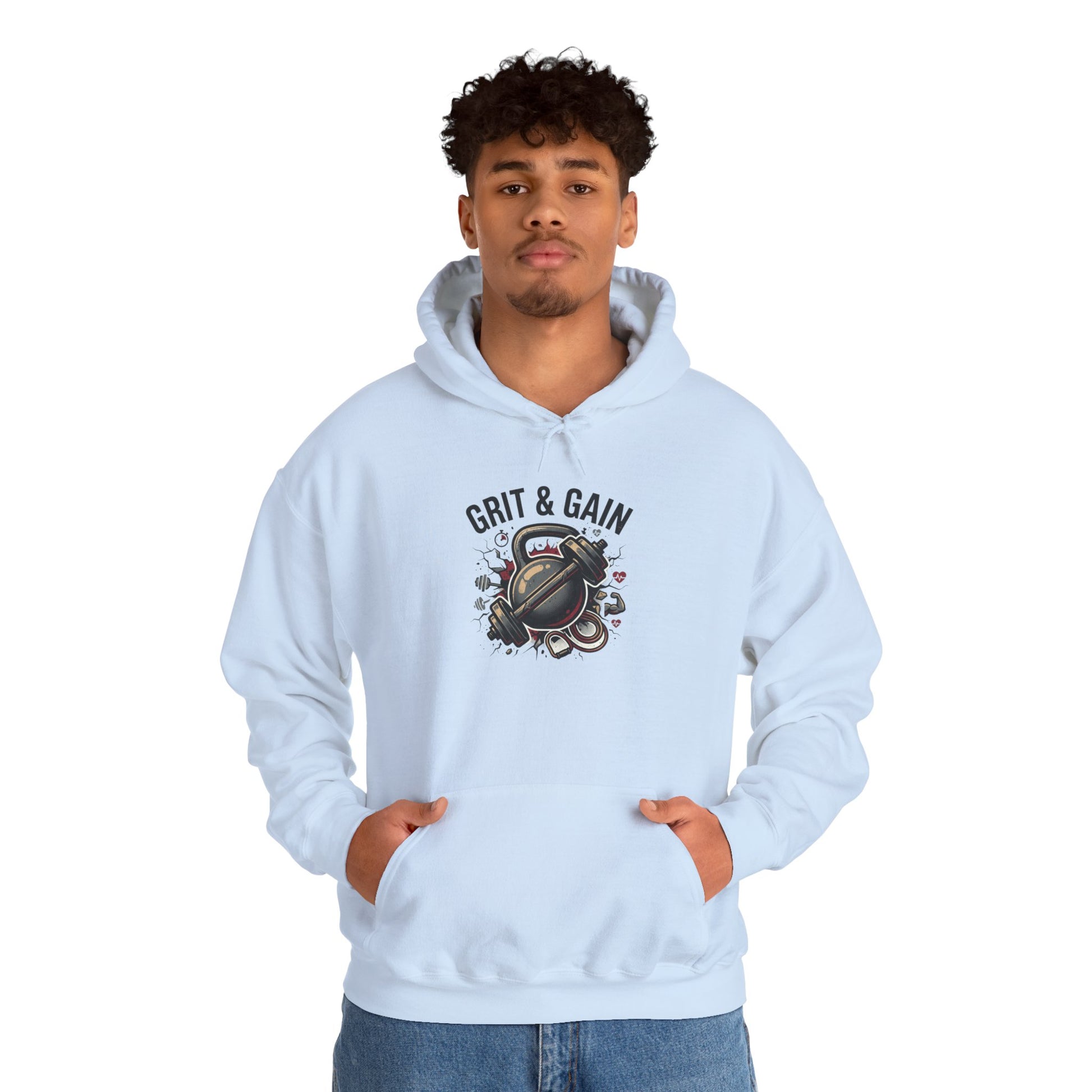 Grit & Gain Weightlifting Hoodie — Motivational Gym Pullover for Lifters