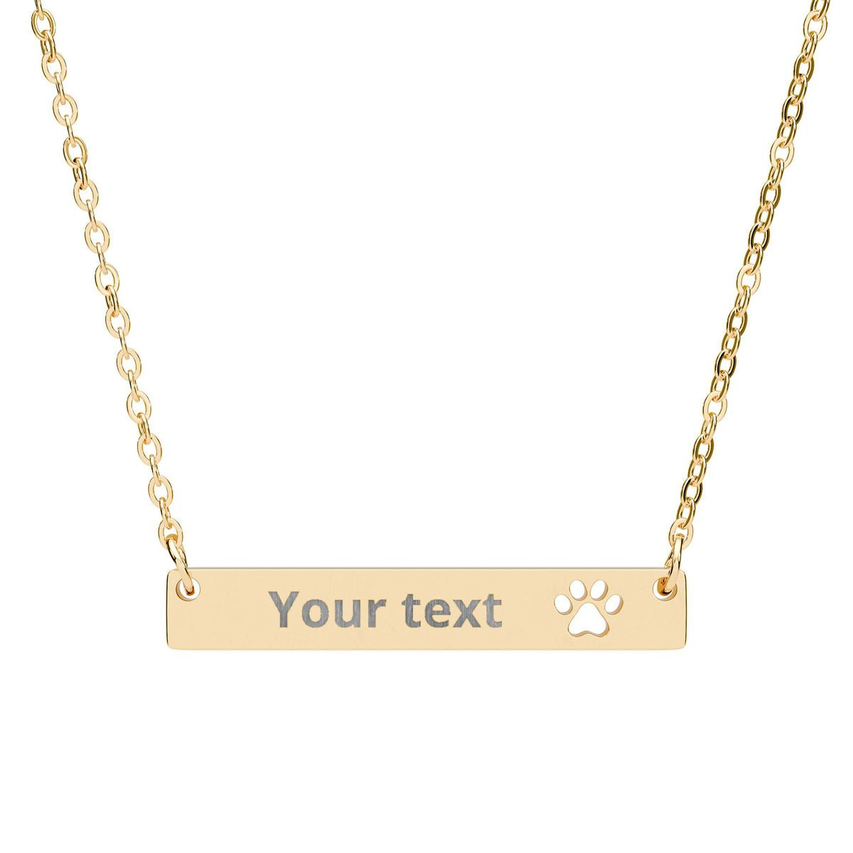 Personalised Pet Name Bar Necklace – Custom Dog & Cat Memorial Necklace, Paw Print Engraved Nameplate, Rose Gold Pet Lover Gift
