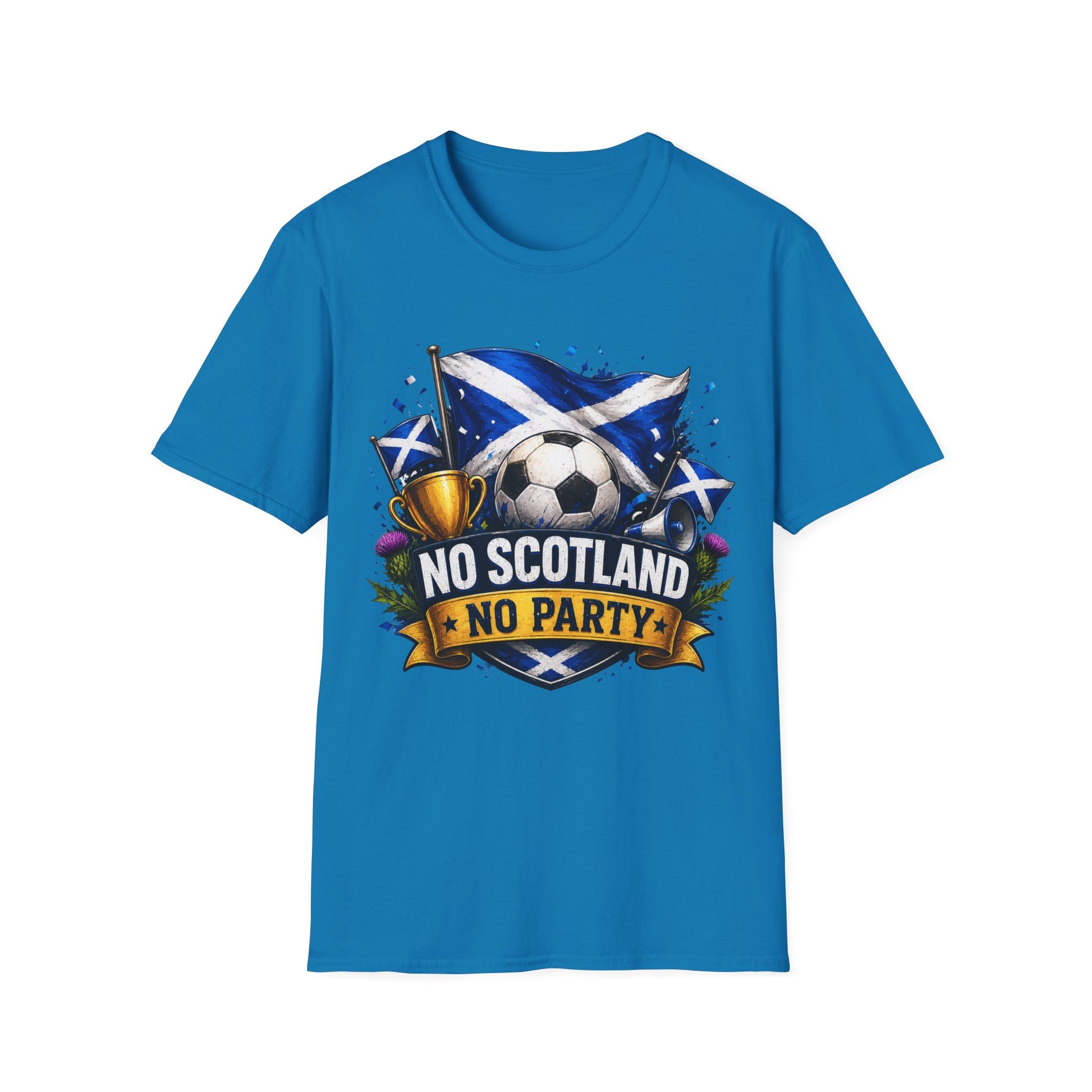 Football World Cup T‑Shirt — 'No Scotland No Party' Soccer Scotland Flag Tee