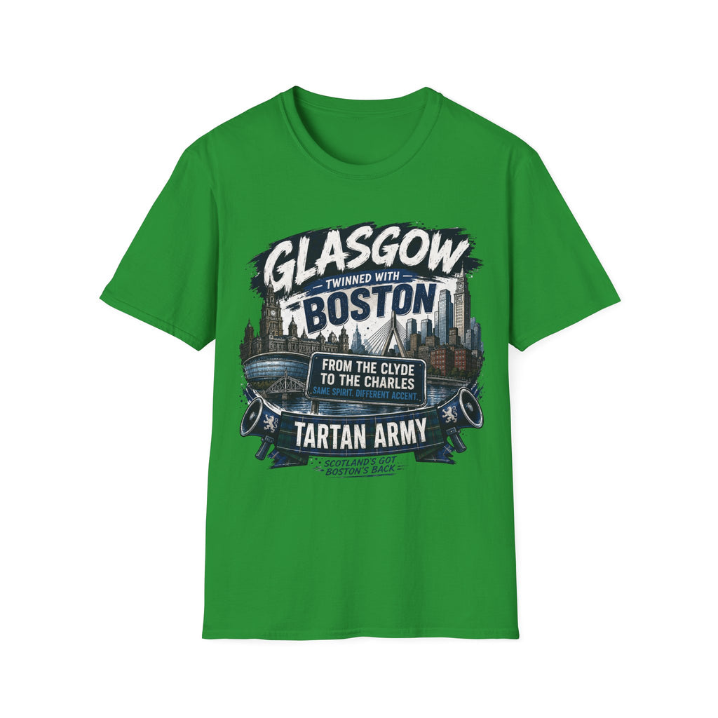 Glasgow Twinned With Boston T-Shirt — 'Tartan Army' City Skyline Tee