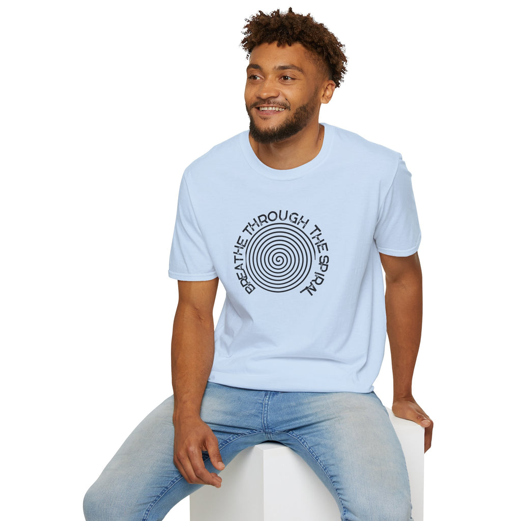 Mental Health Breathe Through the Spiral T-Shirt — Mindful Spiral Graphic Tee for Meditation & Relaxation