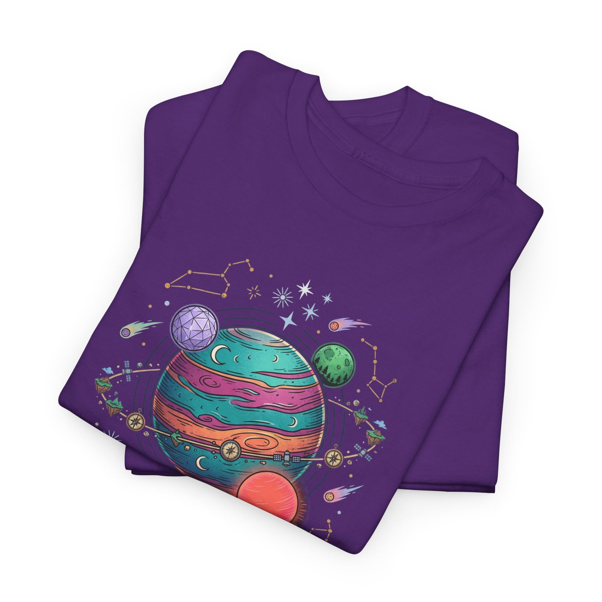 Planetary Watercolor Tee — Colorful Space Graphic T-Shirt