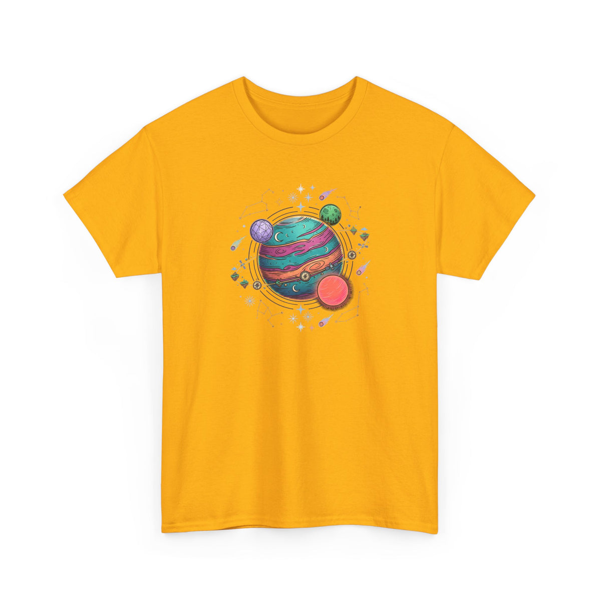 Planetary Watercolor Tee — Colorful Space Graphic T-Shirt