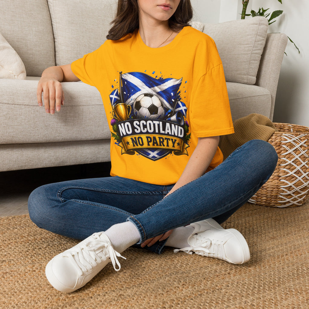 Football World Cup T‑Shirt — 'No Scotland No Party' Soccer Scotland Flag Tee