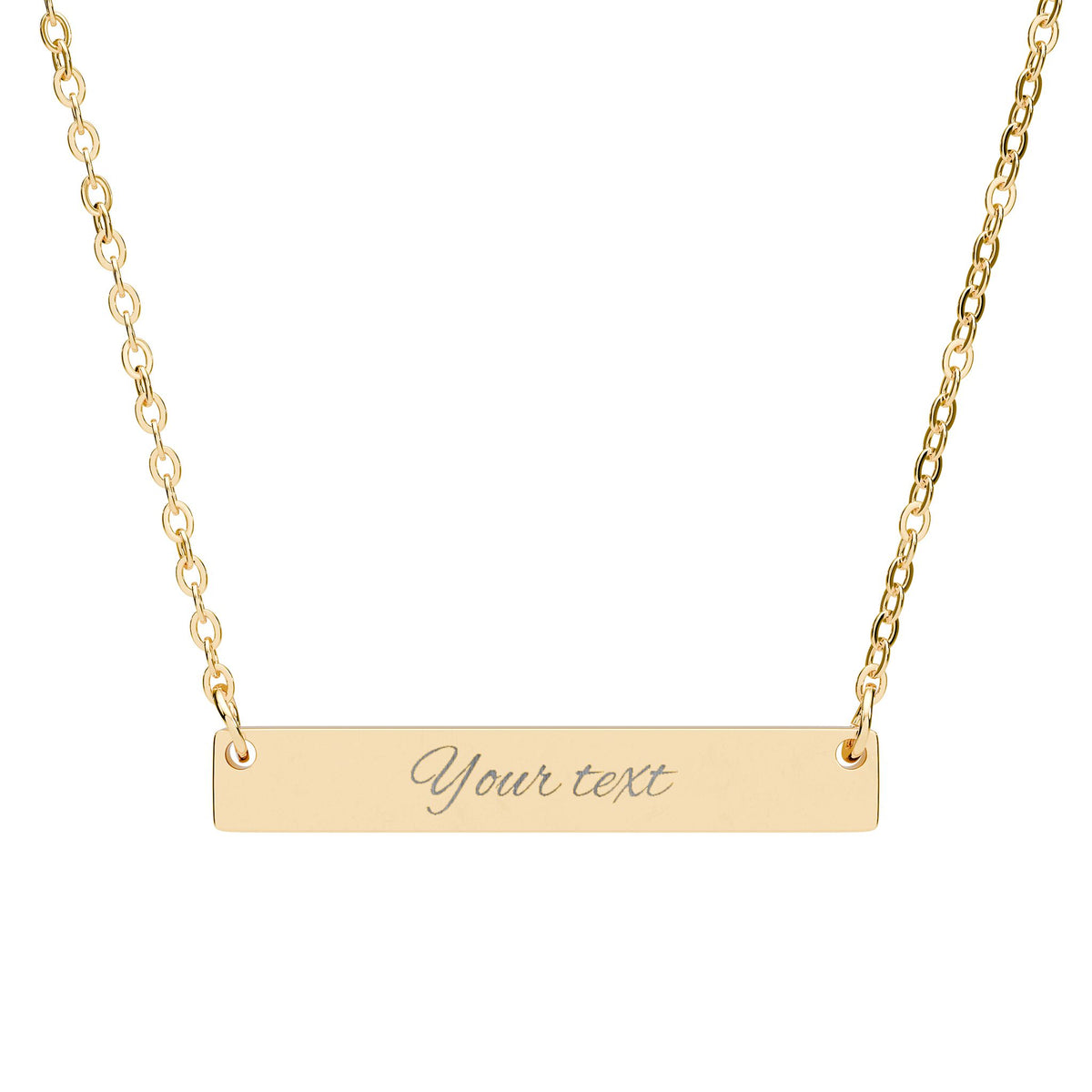 Personalised Horizontal Bar Necklace – Live Preview Custom Name Necklace | Engraved Nameplate Gift in Gold, Silver, Rose Gold & Black