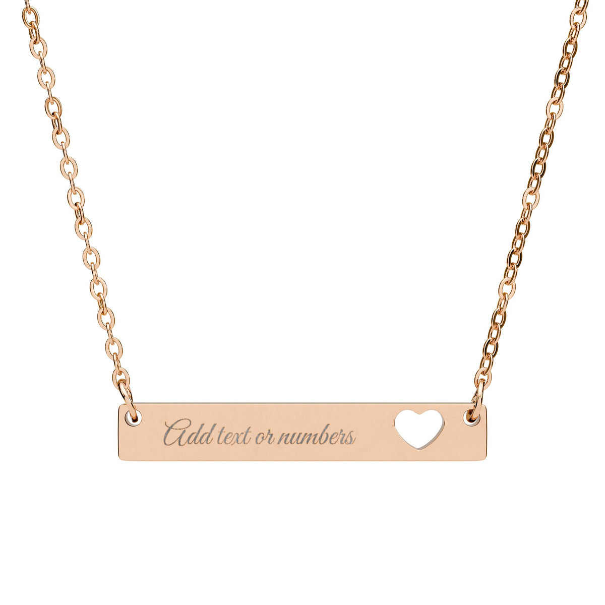 Personalised Cutout Heart Bar Necklace – Custom Name, Date or Message Engraved Necklace | Minimalist Gift for Her