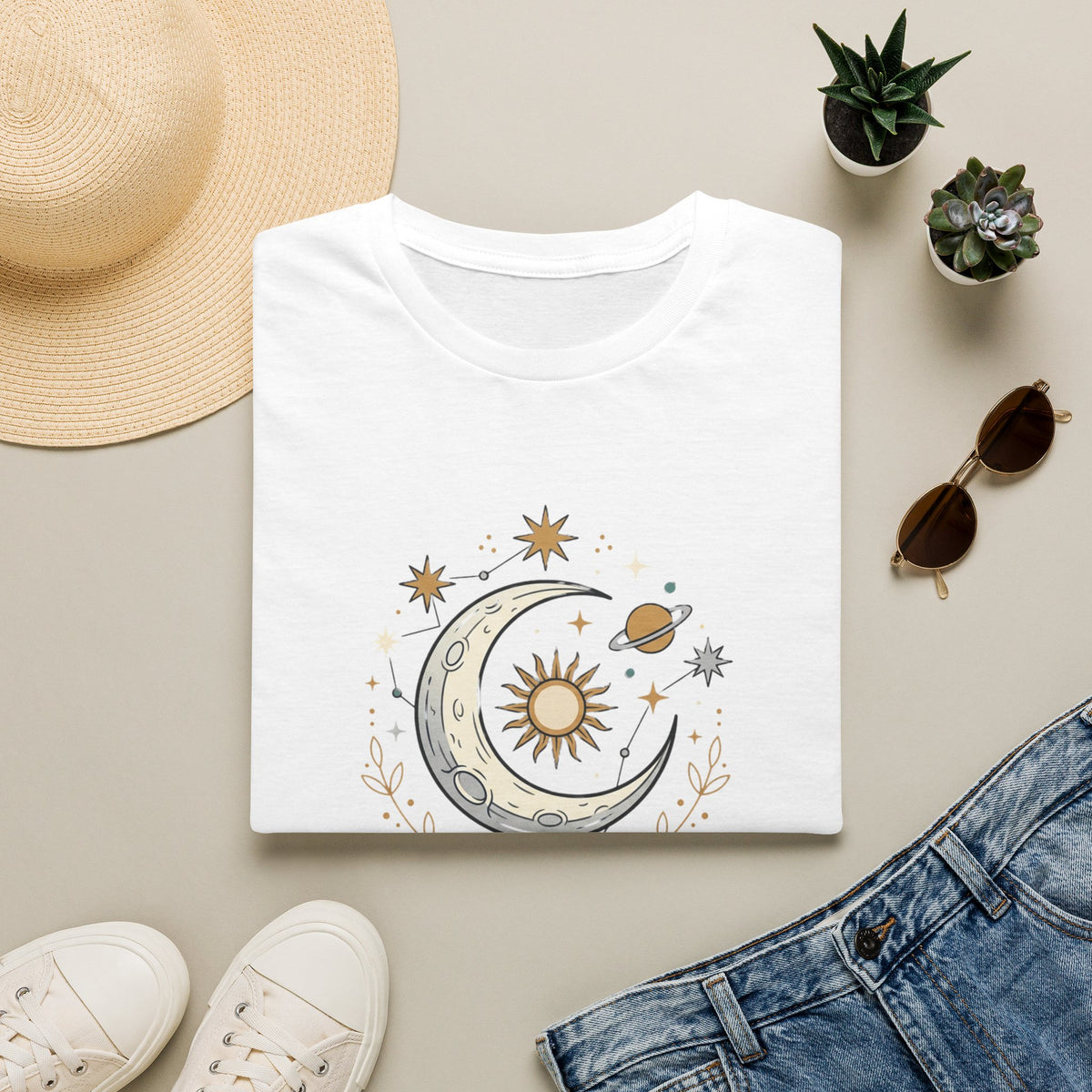 Celestial Moon & Sun Tee — Vintage Astrology Graphic T-Shirt