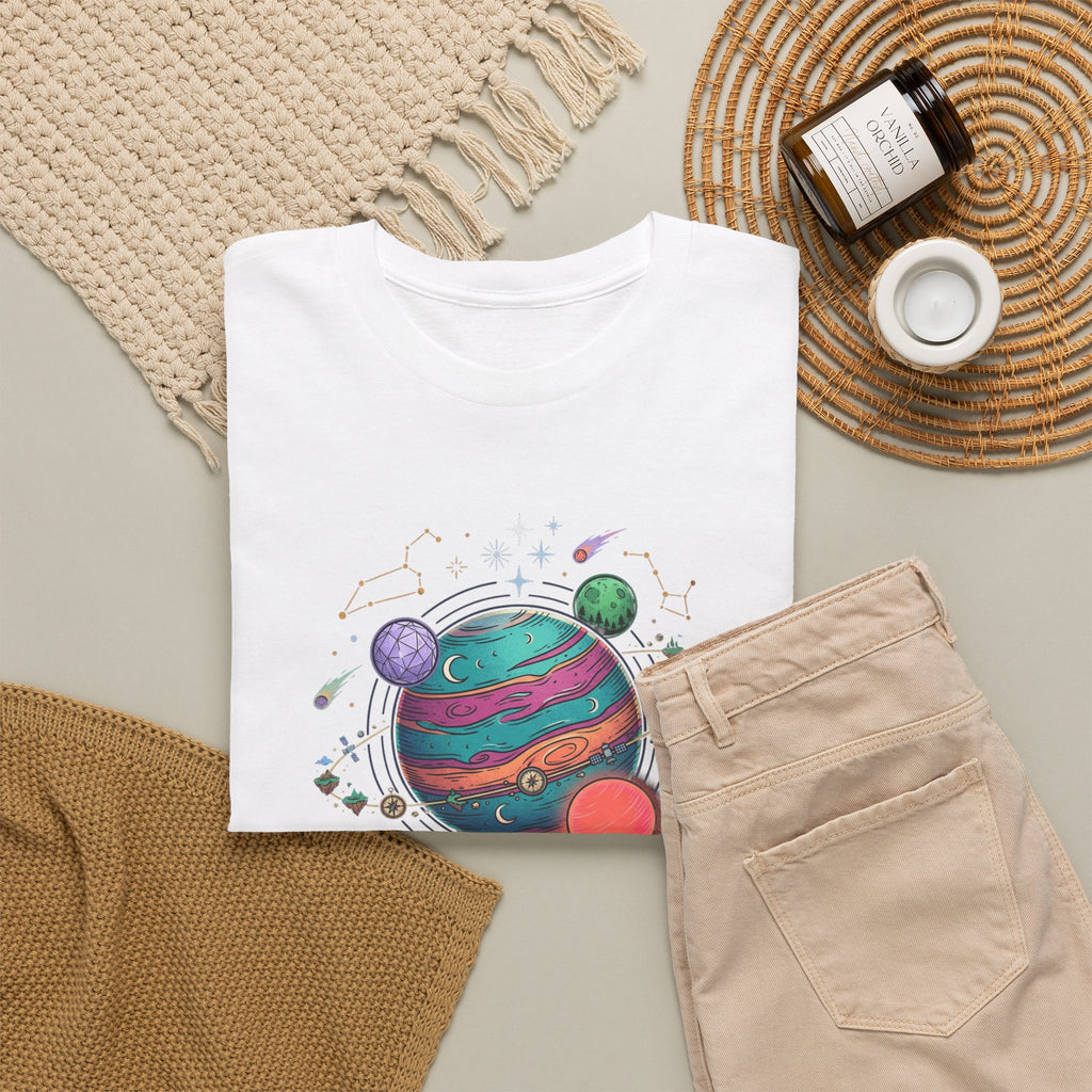Planetary Watercolor Tee — Colorful Space Graphic T-Shirt