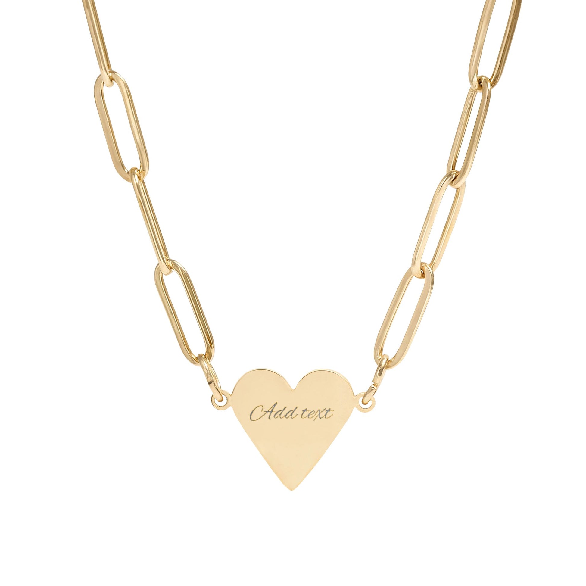 Personalised Heart Necklace - Custom Engraved Paperclip Chain
