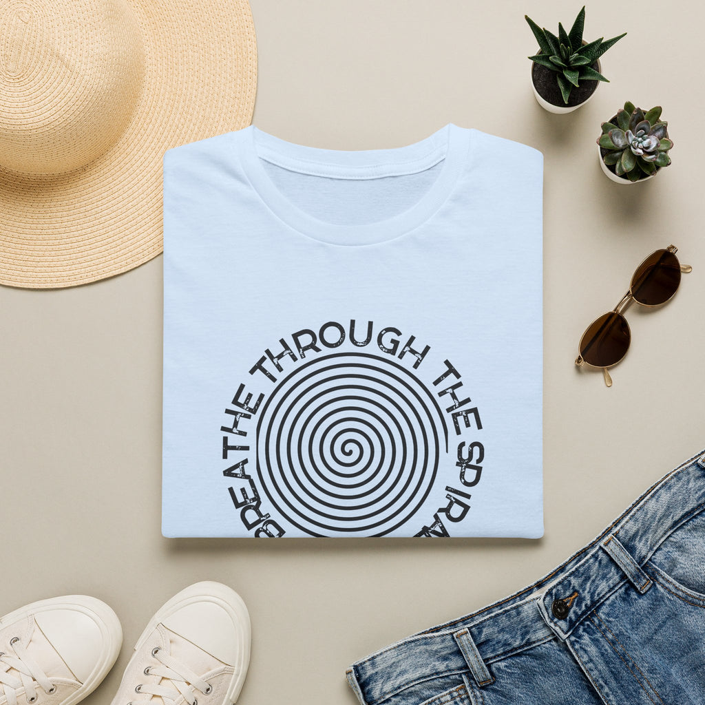 Mental Health Breathe Through the Spiral T-Shirt — Mindful Spiral Graphic Tee for Meditation & Relaxation