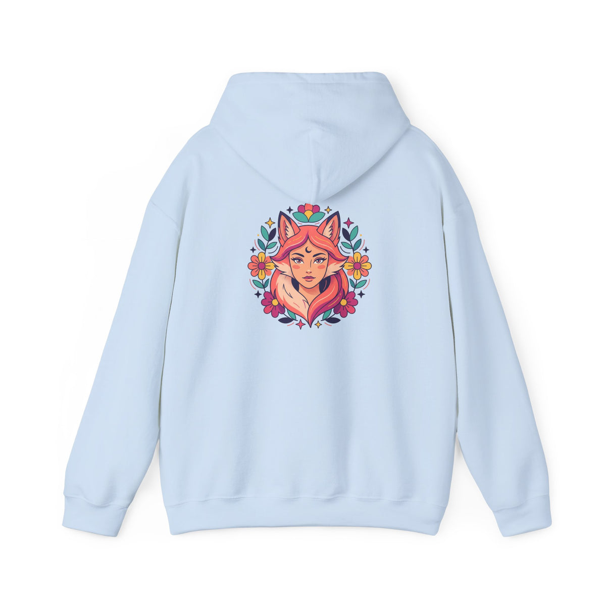 Wild Heart Free Spirit Floral Goddess Fox Hoodie - Front and Back Design