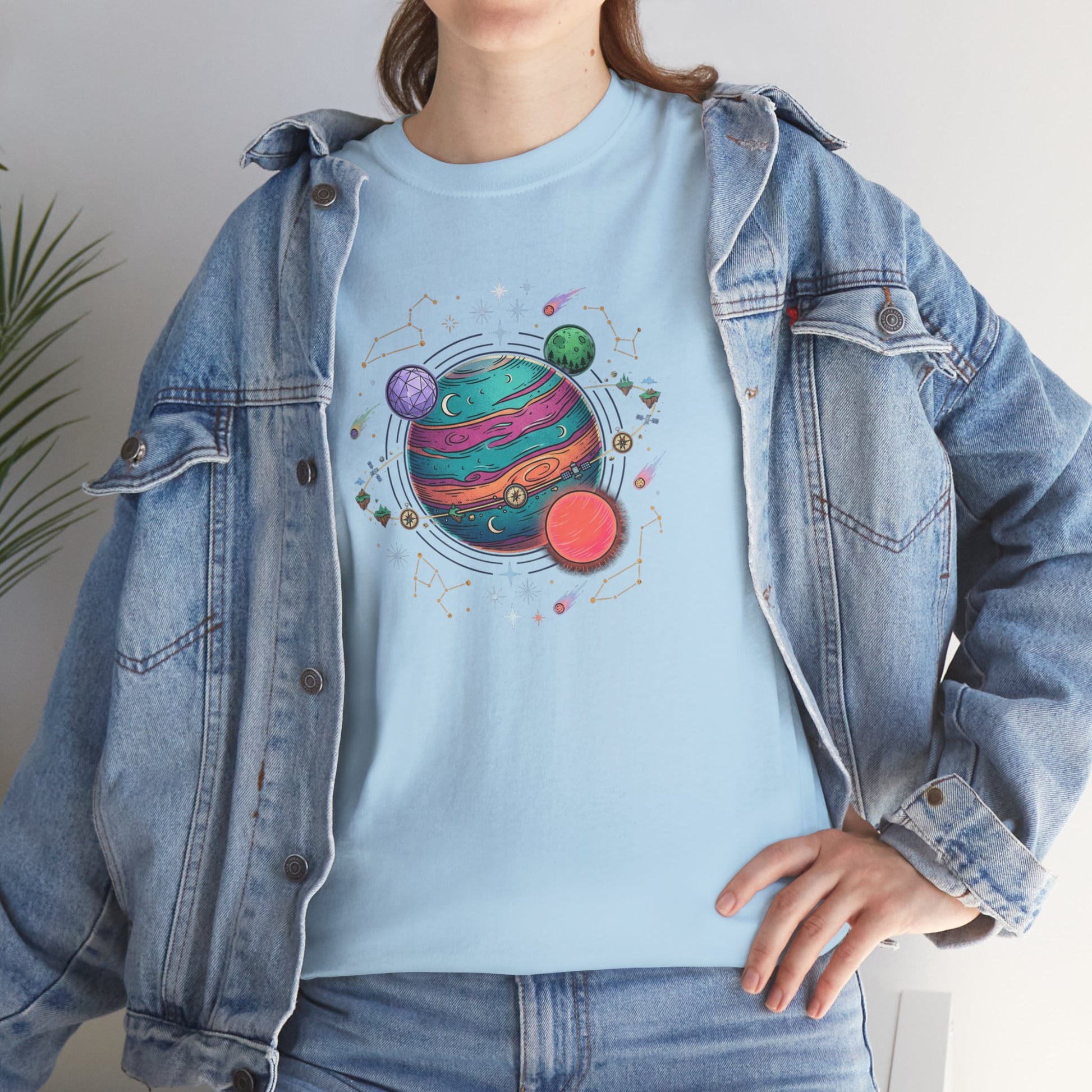 Planetary Watercolor Tee — Colorful Space Graphic T-Shirt
