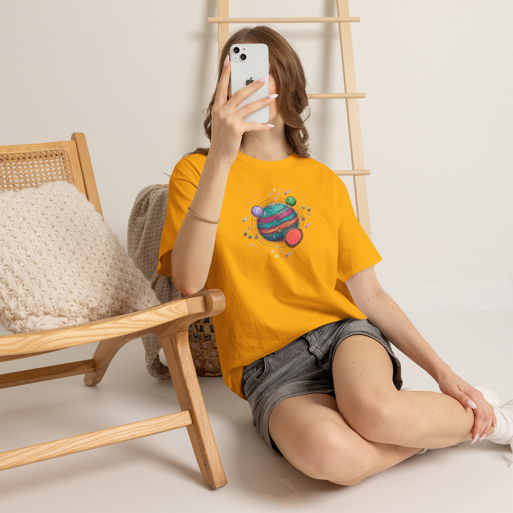 Planetary Watercolor Tee — Colorful Space Graphic T-Shirt