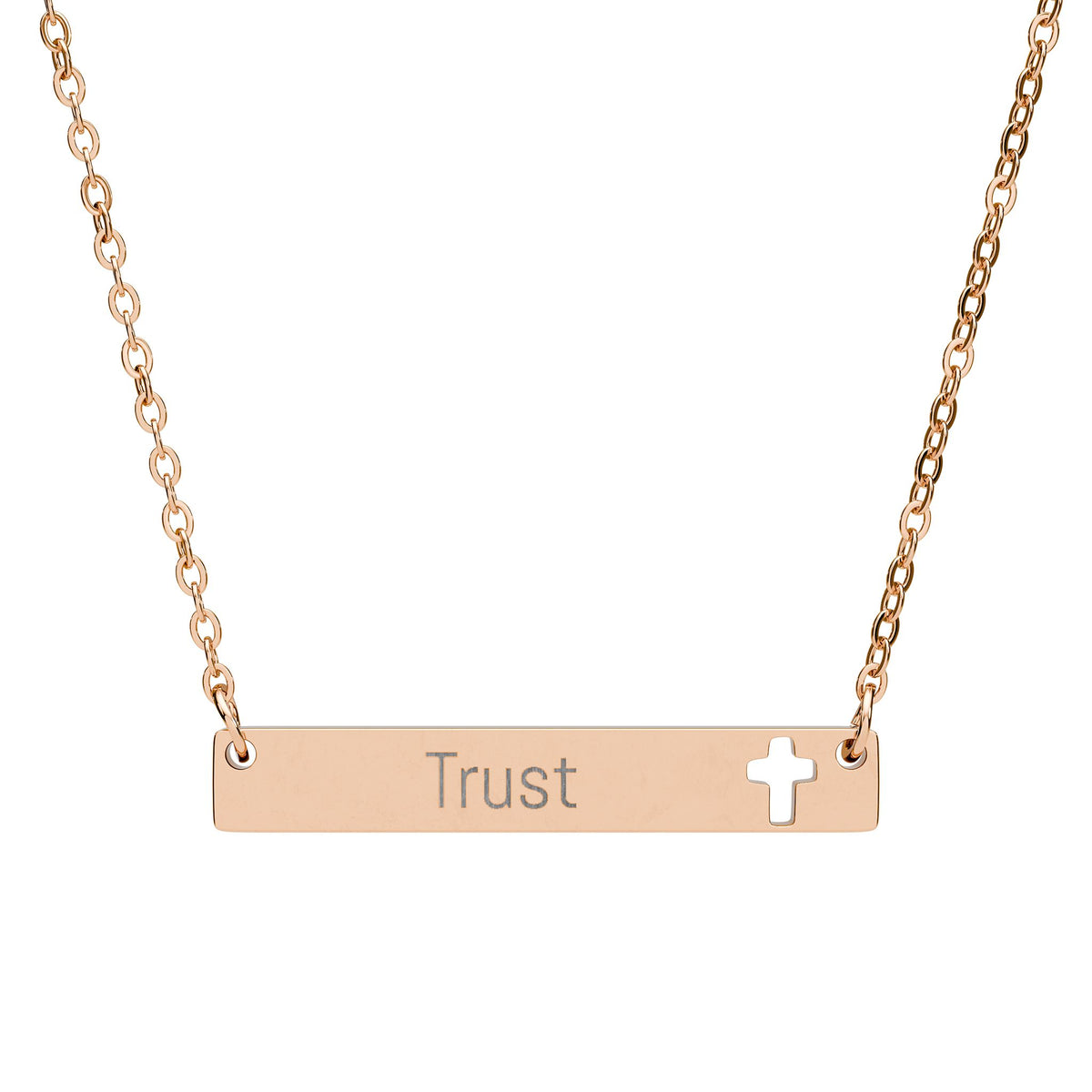 Personalised Cross Bar Necklace – Custom Christian Name, Bible Verse or Faith Message | Engraved Cross Necklace Gift