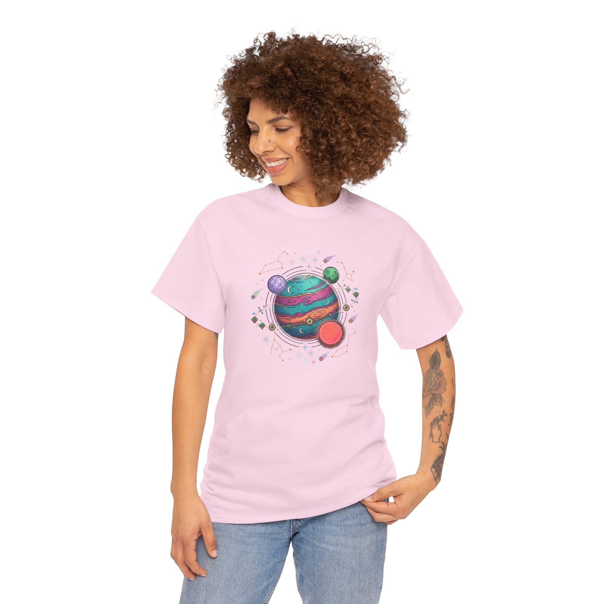 Planetary Watercolor Tee — Colorful Space Graphic T-Shirt