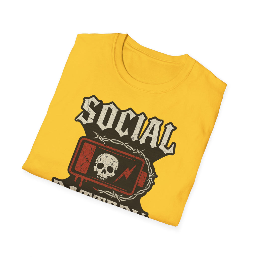 Social Battery Unisex T‑Shirt — Skull Low Battery Graphic Tee