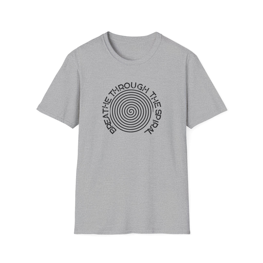 Mental Health Breathe Through the Spiral T-Shirt — Mindful Spiral Graphic Tee for Meditation & Relaxation