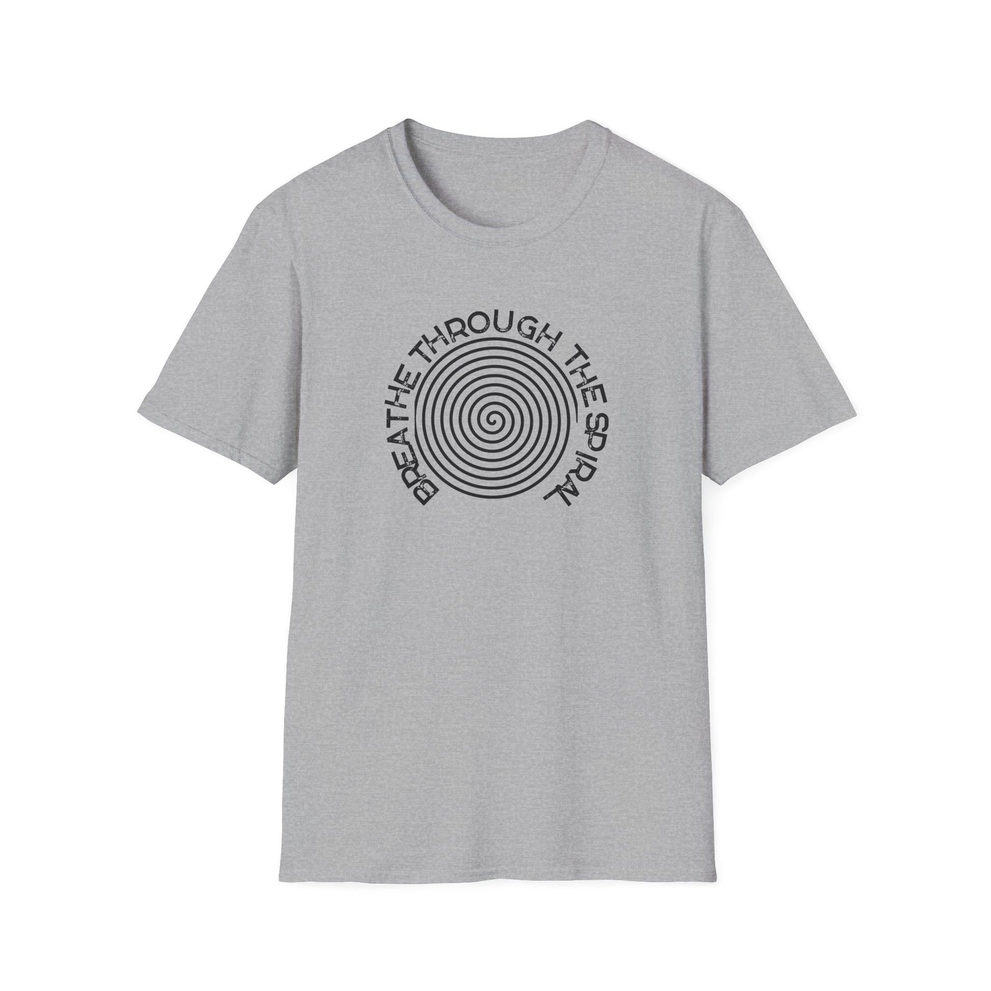 Mental Health Breathe Through the Spiral T-Shirt — Mindful Spiral Graphic Tee for Meditation & Relaxation