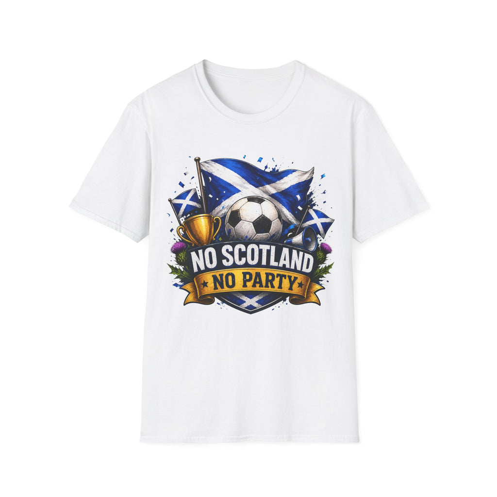 Football World Cup T‑Shirt — 'No Scotland No Party' Soccer Scotland Flag Tee