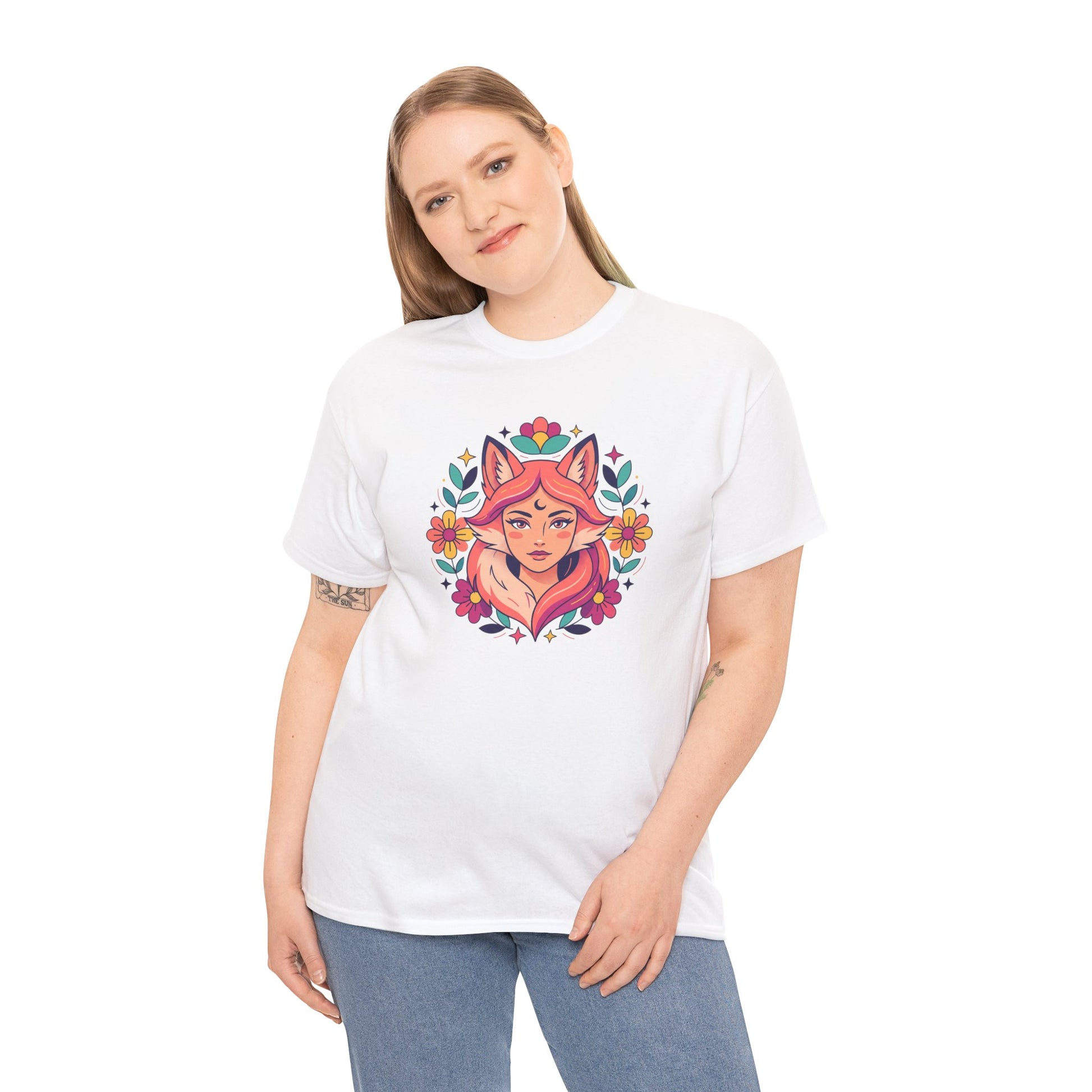 Fox Spirit Tee — Floral Fox Face Graphic Shirt